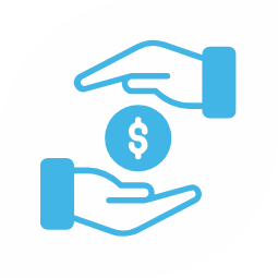 Icon showing hands and $ symbol